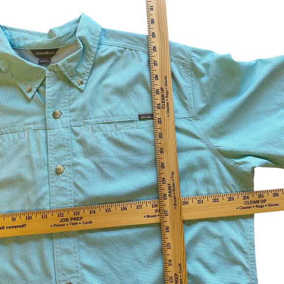 Eddie Bauer Shirt Mens Large Short Sleeve Button Down Blue Lightweight Preppy - Picture 6 of 6